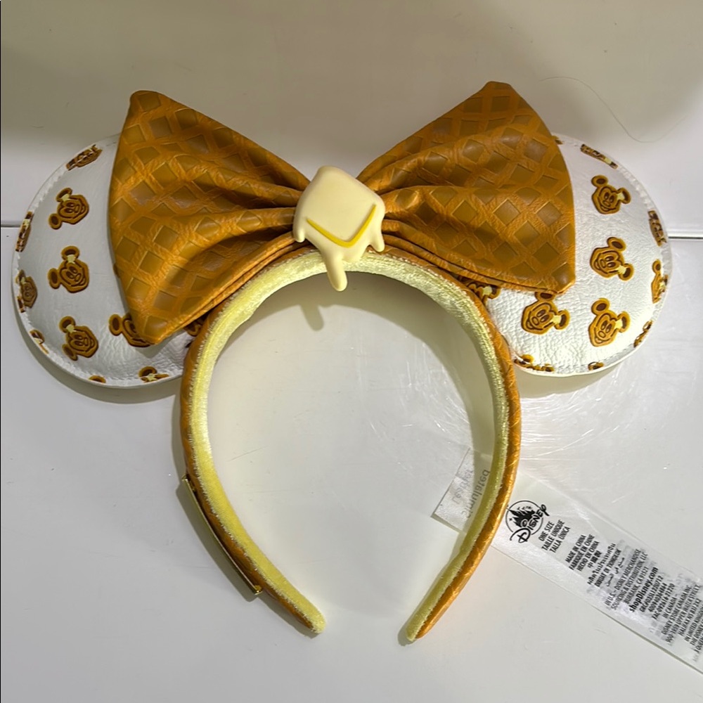 Mickey waffle loungefly Gold and White Mickey Mouse Ears Headband